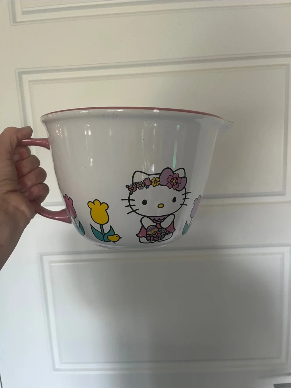 Hello Kitty White and Pink Flower Garden Ceramic Batter Bowl